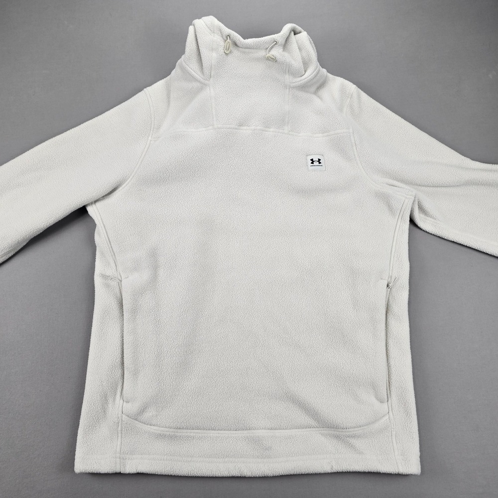 Under Armour Funnel Neck White Cozy Fleece Pullover Hoodie - S